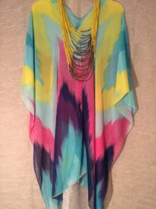 Lady Charm Yellow Muti Water Color Palette Print Long Silk Chiffon Fit all sizes $95.99