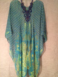 Classy Elegant Ocean Blue and Yellow Arab Floral Print, Silk Chiffon Long Shawl Wrap Fit all sizes $95.99