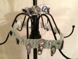 Turquoise And White Zebra Print And Black Stone Tiara W/Bracelet $45.99