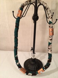 African Forest Green and White Kente Print W/Copper and Stone Rope Necklace $60.99