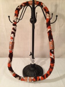 African Rust Orange, Brown & White Kente Print, Copper Stone Rope  Necklace $55.99