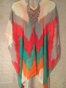 Lady Charm Tan,Orange,& Green Water Color Palette Print. Long Silk Chiffon Fit any size $95.99