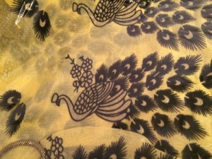 Beautiful Light Yellow Gold Fill Chiffon Lace Embroider Peacock Scarf $45.99