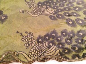 Beautiful Gold on Gold Fill Chiffon Embroider Peacock Scarf $45.99