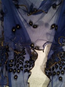 Beautiful Royal Blue Gold Fill Chiffon Lace Embroider Peacock Scarf $45.99