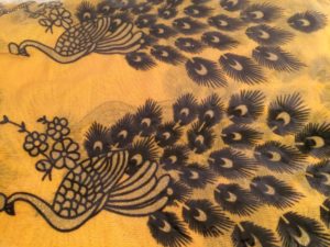 Beautiful Dark Yellow Gold Filled Chiffon Lace Embroider Peacock Scarf $45.99